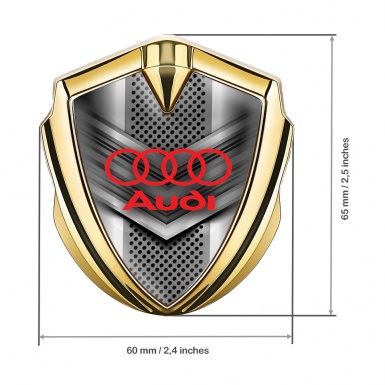Audi Bodyside Emblem Badge Gold Modern Front Grille Red Logo