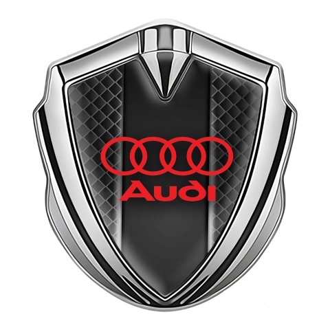 Audi Trunk Emblem Badge Silver Black Squares Center Pilon Design