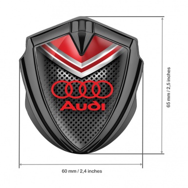 Audi Emblem Car Badge Graphite Perforated Metal Red Crest Edition