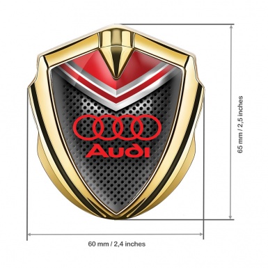 Audi Emblem Car Badge Gold Perforated Metal Red Crest Edition