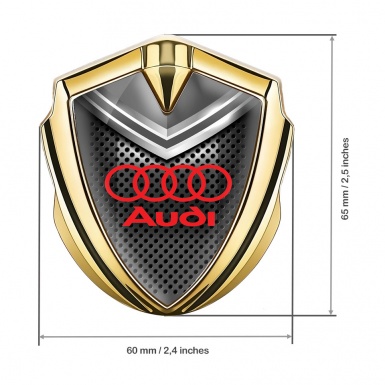 Audi Bodyside Domed Emblem Gold Dark Texture Grey Crest Design
