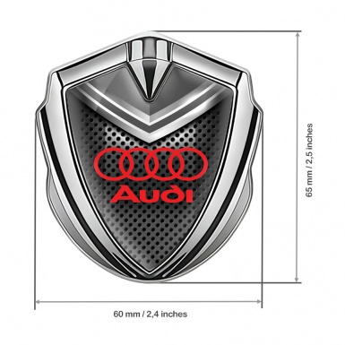 Audi Bodyside Domed Emblem Silver Dark Texture Grey Crest Design