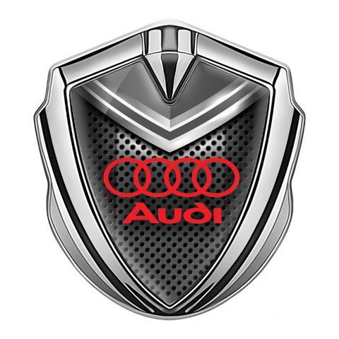 Audi Bodyside Domed Emblem Silver Dark Texture Grey Crest Design