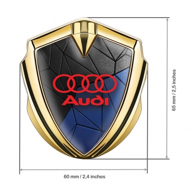 Audi Bodyside Emblem Self Adhesive Gold Black Blue Mosaic Pattern