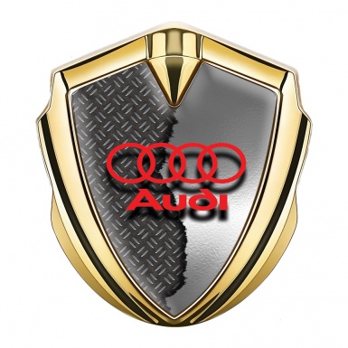 Audi Metal Emblem Self Adhesive Gold Torn Metal Industrial Texture