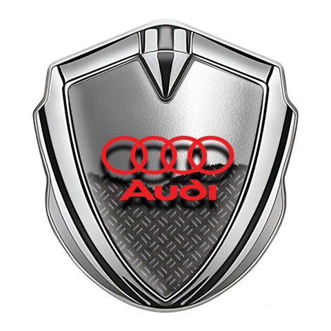 Audi Metal Emblem Self Adhesive Silver Torn Metal Industrial Texture