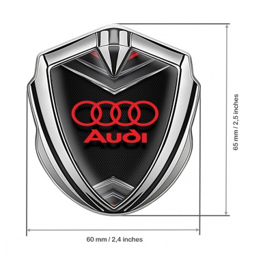 Audi Emblem Fender Badge Silver Dark Grate Chrome Elements Motif