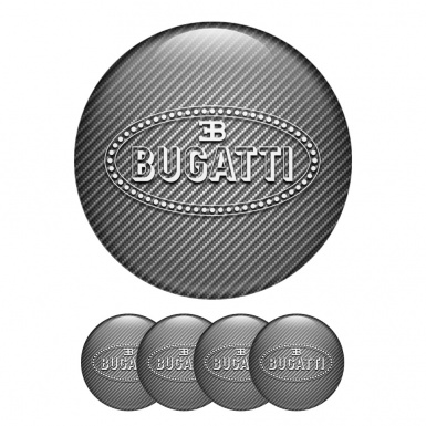 Bugatti Silicone Stickers Wheel Center Cap Carbon with Flat White Logo