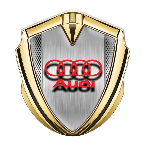 Audi Emblem Trunk Badge Gold Metallic Grate Brushed Metal Effect