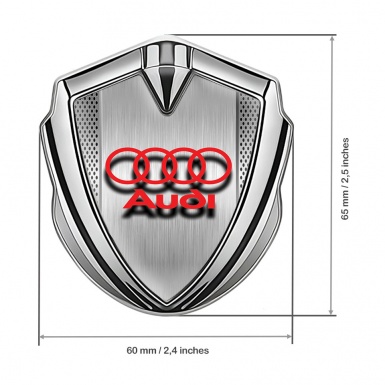 Audi Emblem Trunk Badge Silver Metallic Grate Brushed Metal Effect