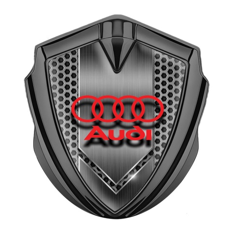 Audi Trunk Emblem Badge Graphite Hexagon Texture Crimson Edition