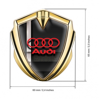 Audi Emblem Car Badge Gold Modern Base Fill White Sport Stripe