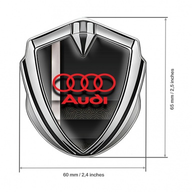 Audi Emblem Car Badge Silver Modern Base Fill White Sport Stripe