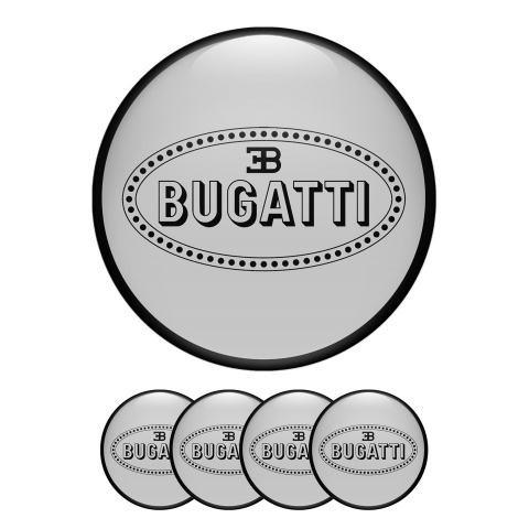 Bugatti Silicone Stickers Wheel Center Cap Grey with Flat Black Logo