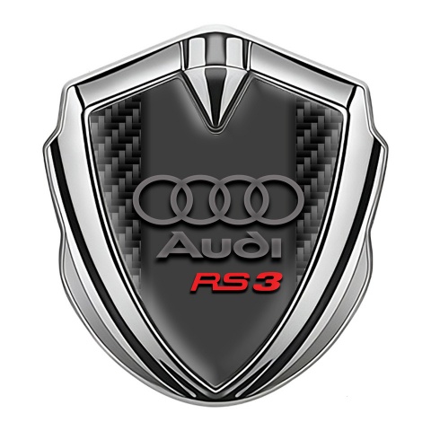 Audi Bodyside Emblem Self Adhesive Silver Black Carbon Gradient Logo