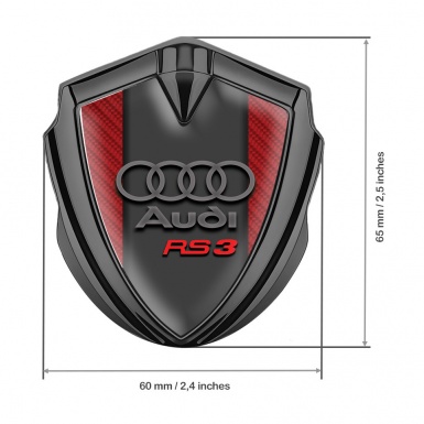 Audi RS3 Metal Emblem Self Adhesive Graphite Red Carbon Gradient Logo