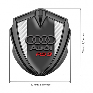 Audi RS3 Metal 3D Domed Emblem Graphite White Carbon Sport Logo