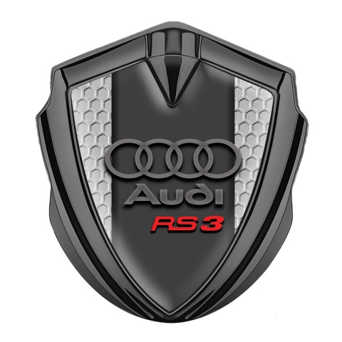 Audi RS3 Bodyside Badge Self Adhesive Graphite Grey Hex Red Logo