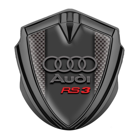 Audi RS3 Emblem Badge Self Adhesive Graphite Grey Carbon Classic Logo