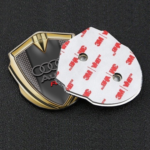 Audi RS3 Emblem Badge Self Adhesive Gold Grey Carbon Classic Logo