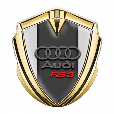 Audi RS3 Fender Emblem Badge Gold Grey Base Red Logo Design