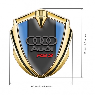 Audi RS3 Emblem Trunk Badge Gold Glacial Blue Classic Edition
