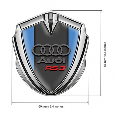 Audi RS3 Emblem Trunk Badge Silver Glacial Blue Classic Edition