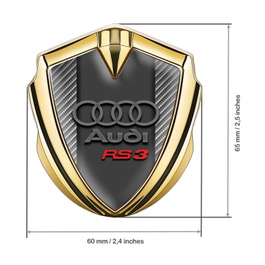 Audi RS3 Bodyside Emblem Badge Gold Carbon Texture Sport Logo