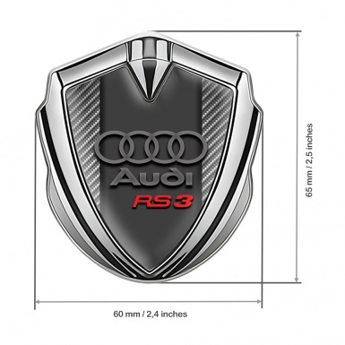 Audi RS3 Bodyside Emblem Badge Silver Carbon Texture Sport Logo