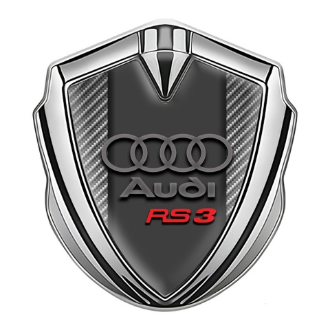 Audi RS3 Bodyside Emblem Badge Silver Carbon Texture Sport Logo