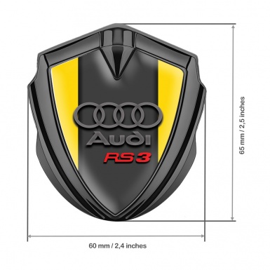 Audi RS3 Trunk Emblem Badge Graphite Yellow Fill Grey Motif Edition