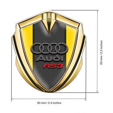 Audi RS3 Trunk Emblem Badge Gold Yellow Fill Grey Motif Edition