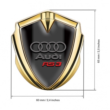 Audi RS3 Bodyside Emblem Self Adhesive Gold Black Base Sport Edition