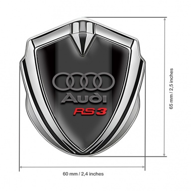 Audi RS3 Bodyside Emblem Self Adhesive Silver Black Base Sport Edition