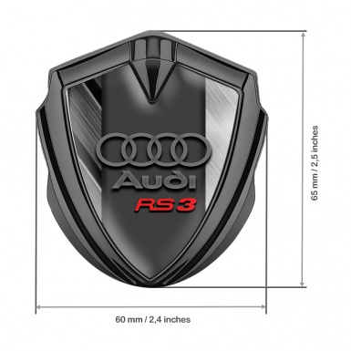 Audi RS3 Metal Emblem Self Adhesive Graphite Brushed Fragments Edition