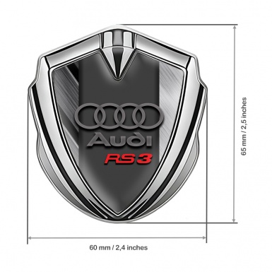 Audi RS3 Metal Emblem Self Adhesive Silver Brushed Fragments Edition