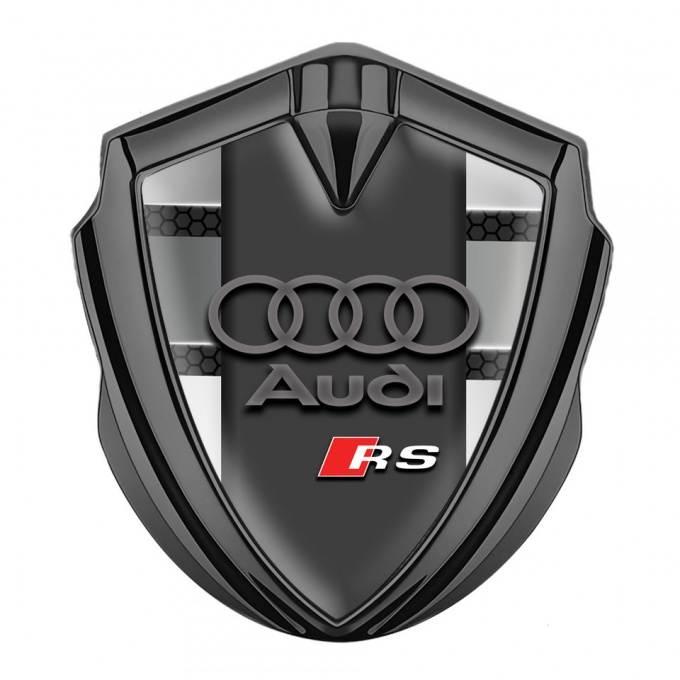 Audi RS Metal 3D Domed Emblem Graphite Modern Style Classic Logo