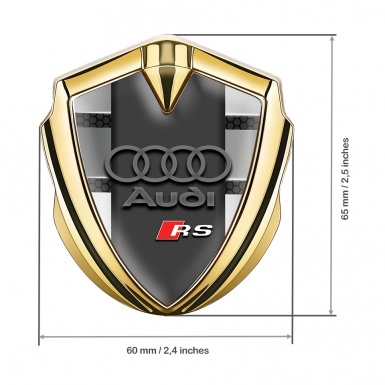 Audi RS Metal 3D Domed Emblem Gold Modern Style Classic Logo