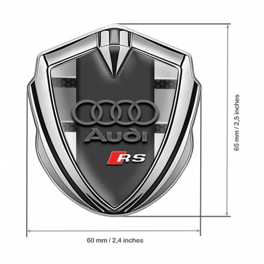Audi RS Metal 3D Domed Emblem Silver Modern Style Classic Logo