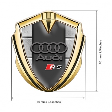 Audi RS Emblem Badge Self Adhesive Gold Stone Wall Sport Logo