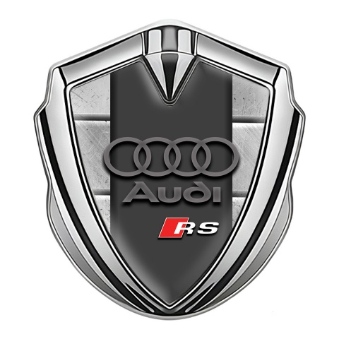 Audi RS Emblem Badge Self Adhesive Silver Stone Wall Sport Logo