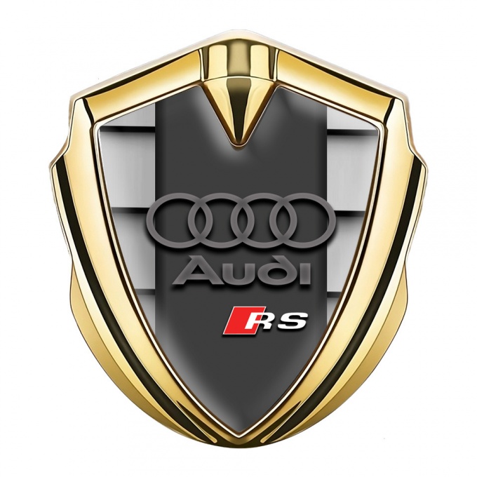 Audi RS Emblem Trunk Badge Gold Shutter Effect Racing Spirit
