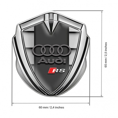 Audi RS Emblem Trunk Badge Silver Shutter Effect Racing Spirit