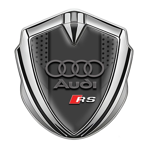 Audi RS Emblem Self Adhesive Silver Dark Mesh Frame Sport Logo