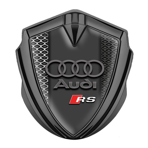 Audi RS Bodyside Emblem Badge Graphite Industrial Mesh Sport Logo