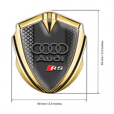 Audi RS Bodyside Emblem Badge Gold Industrial Mesh Sport Logo