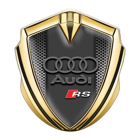 Audi RS Emblem Car Badge Gold Perforated Metal Effect Racing Spirit