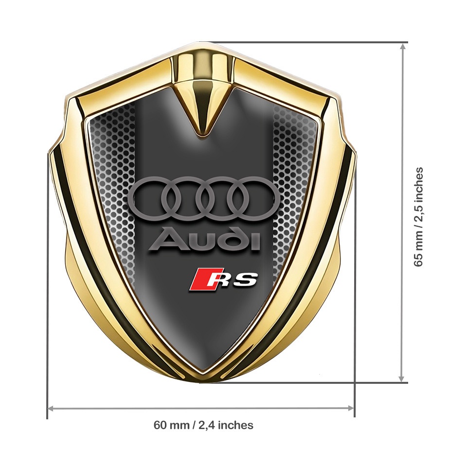 Audi RS Emblem Car Badge Gold Perforated Metal Effect Racing Spirit ...