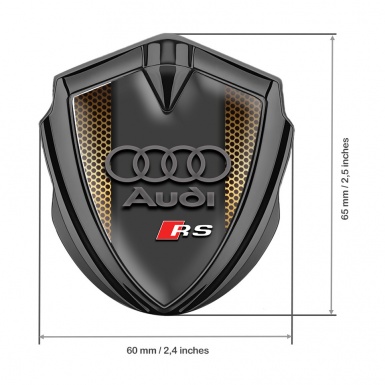 Audi RS Bodyside Domed Emblem Graphite Orange Net Texture Sport Logo