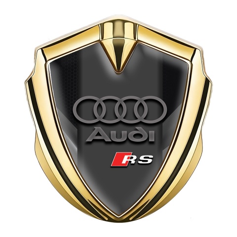 Audi RS Bodyside Emblem Self Adhesive Gold Dark Hex Grey Elements 